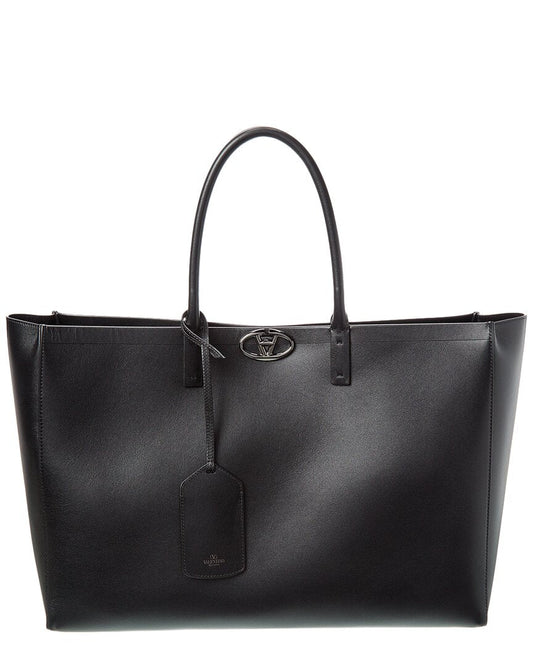 Valentino Vlogo East/West Leather Tote ONE SIZE Black