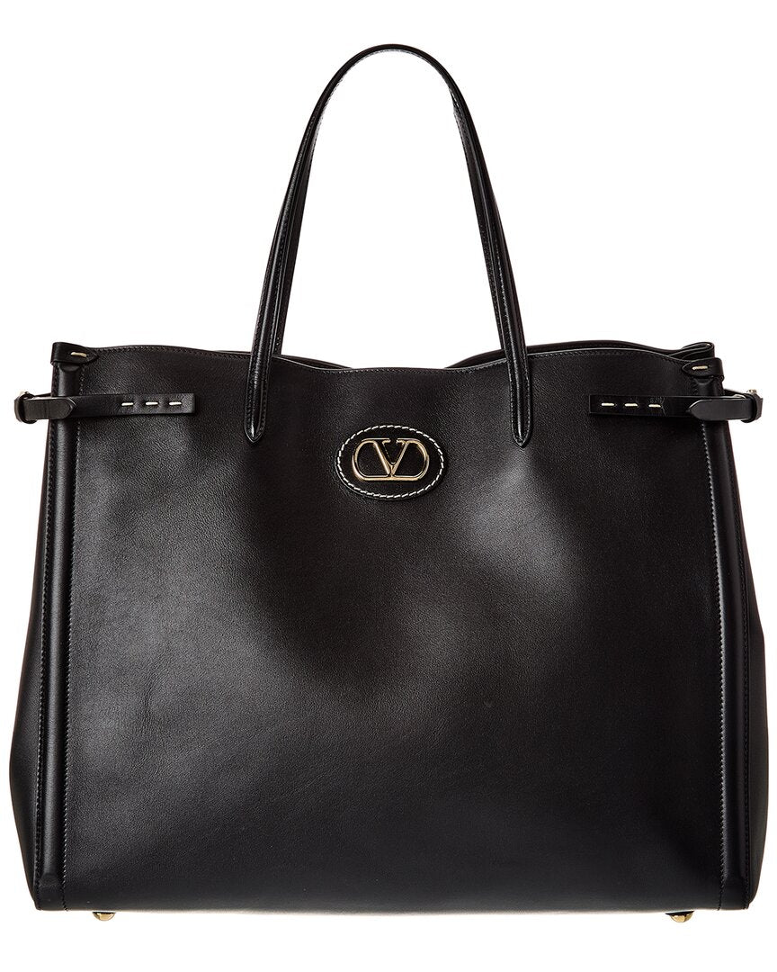 Valentino Antibes Large Leather Tote ONE SIZE Black