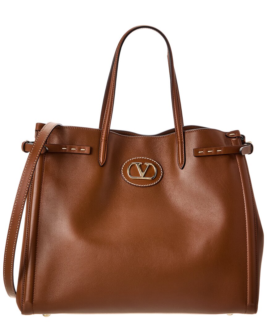 Valentino Antibes Medium Leather Tote ONE SIZE Brown Multi