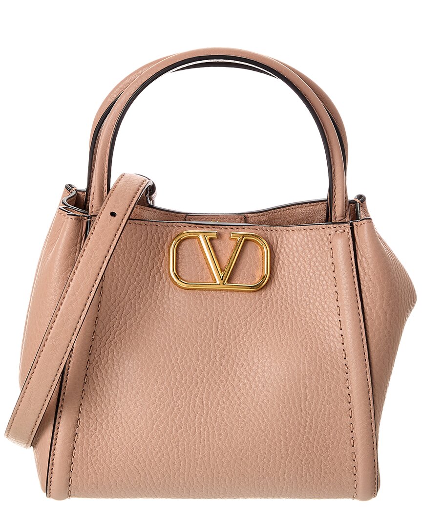 Valentino Vlogo Small Leather Tote ONE SIZE Pink