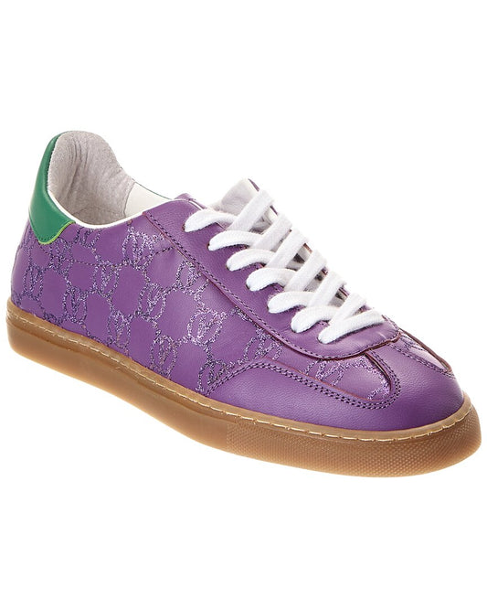 Valentino By Mario Valentino Giuditta Leather Sneaker Purple