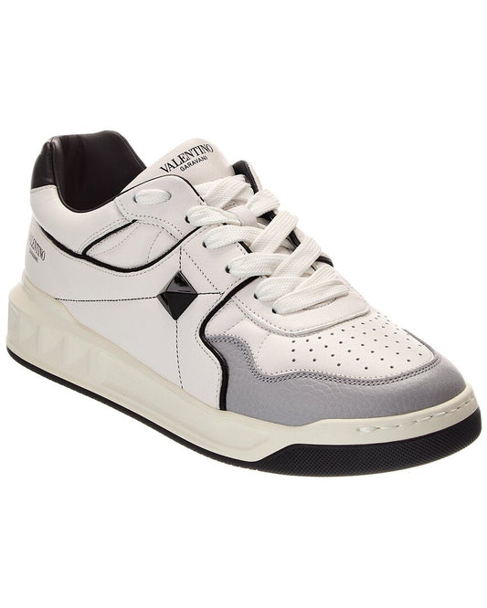 Valentino One Stud Leather Sneaker White