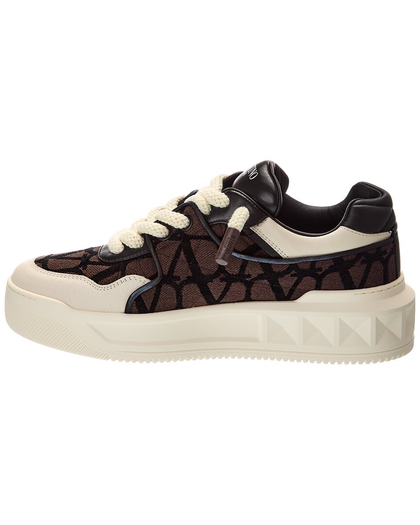 Valentino One Stud Xl Toile Iconographe Canvas & Leather Sneaker