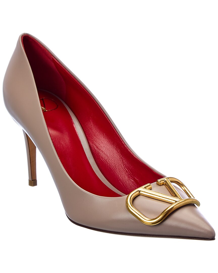 Valentino Vlogo Signature 80 Leather Pump Pink