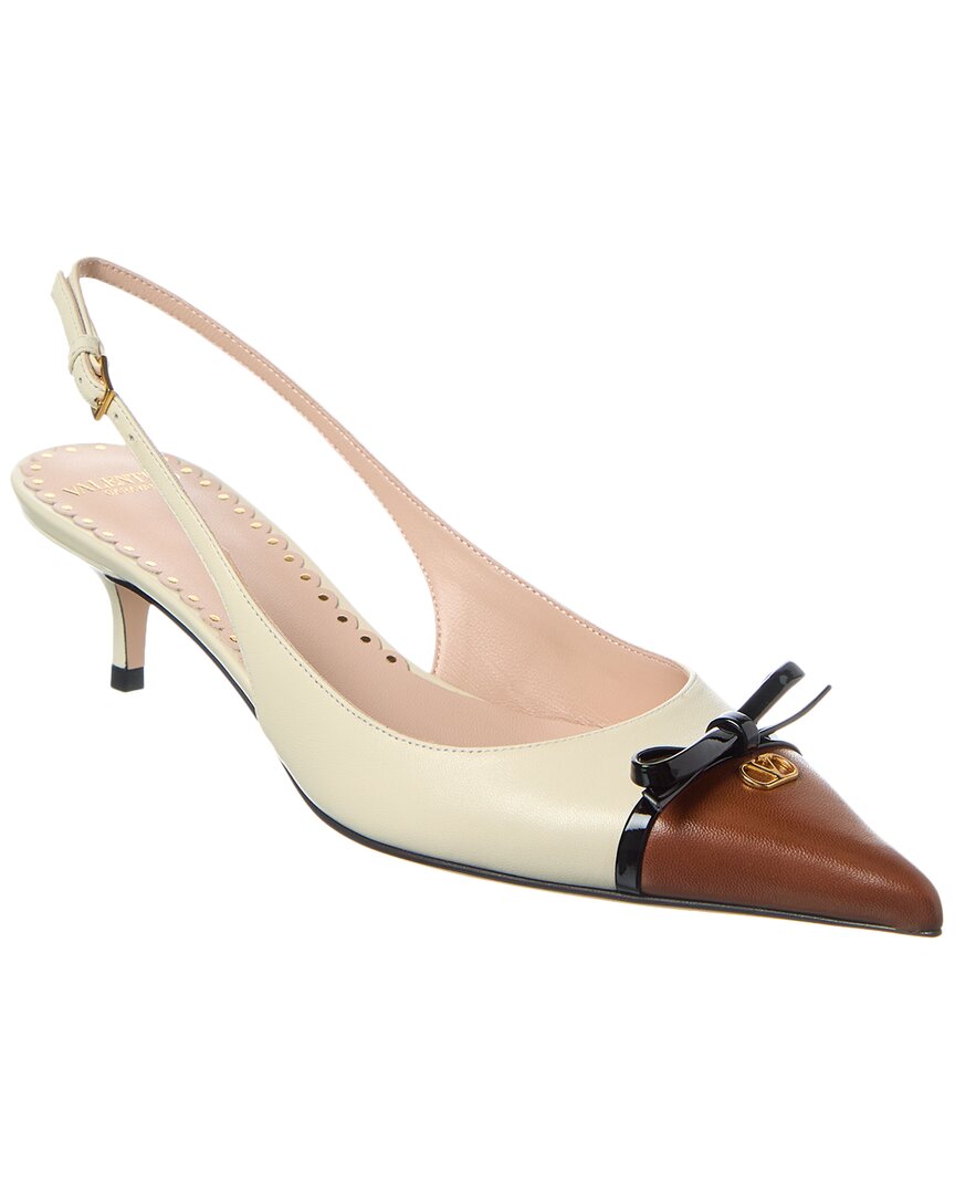 Valentino Bepointy Leather Slingback Pump White