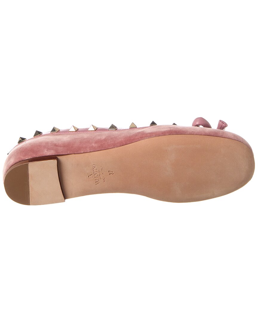 Valentino Rockstud Velvet & Leather Flat