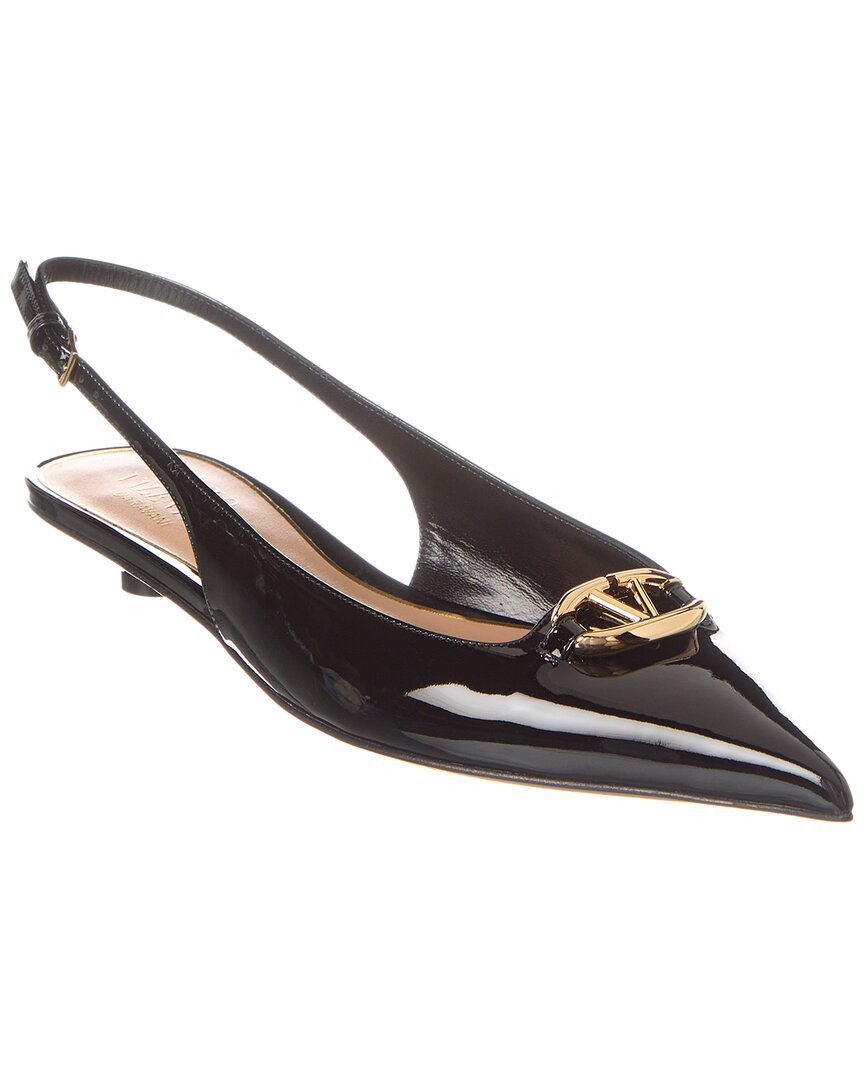 Valentino Vlogo Patent Slingback Flat Black
