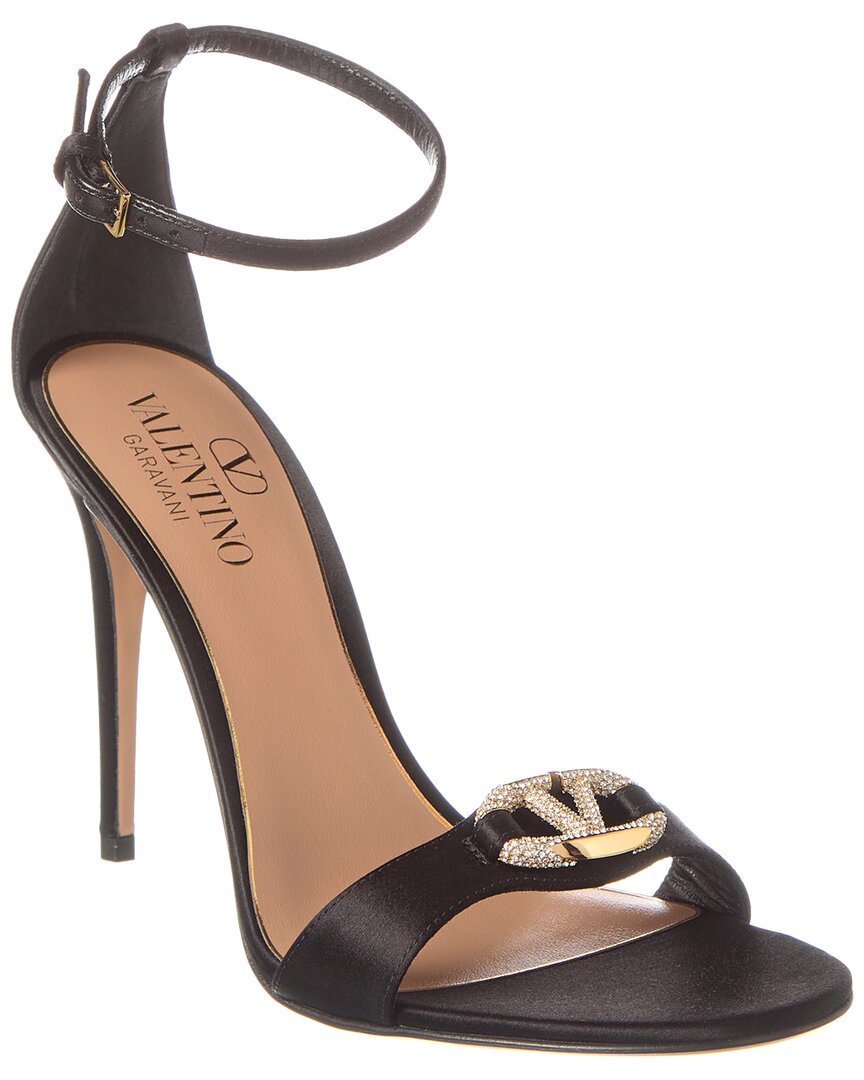 Valentino Vlogo Signature 100 Satin Sandal Black