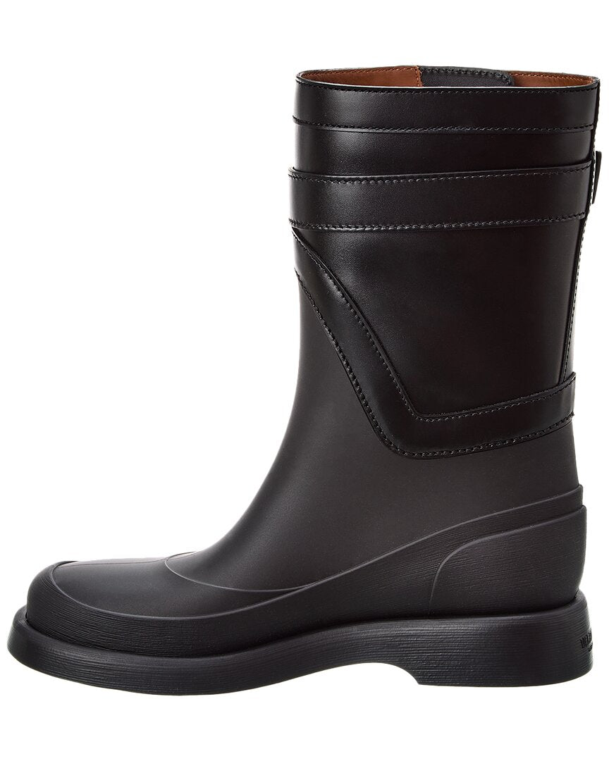 Valentino Vlogo Rubber & Leather Rain Boot