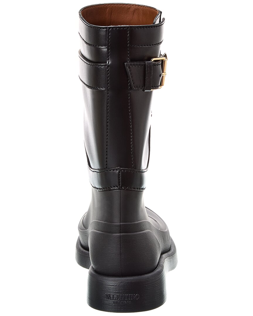 Valentino Vlogo Rubber & Leather Rain Boot