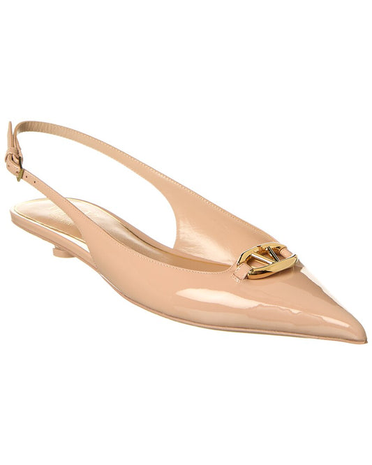 Valentino Vlogo Patent Slingback Pump Beige
