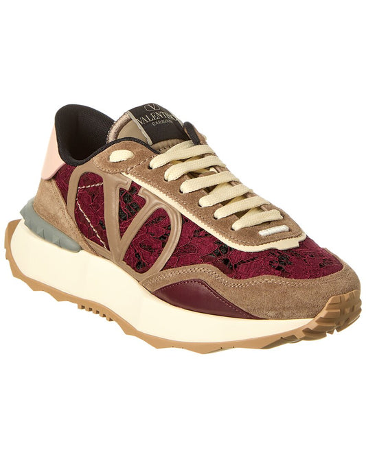 Valentino Lace Runner Suede & Lace Sneaker Red