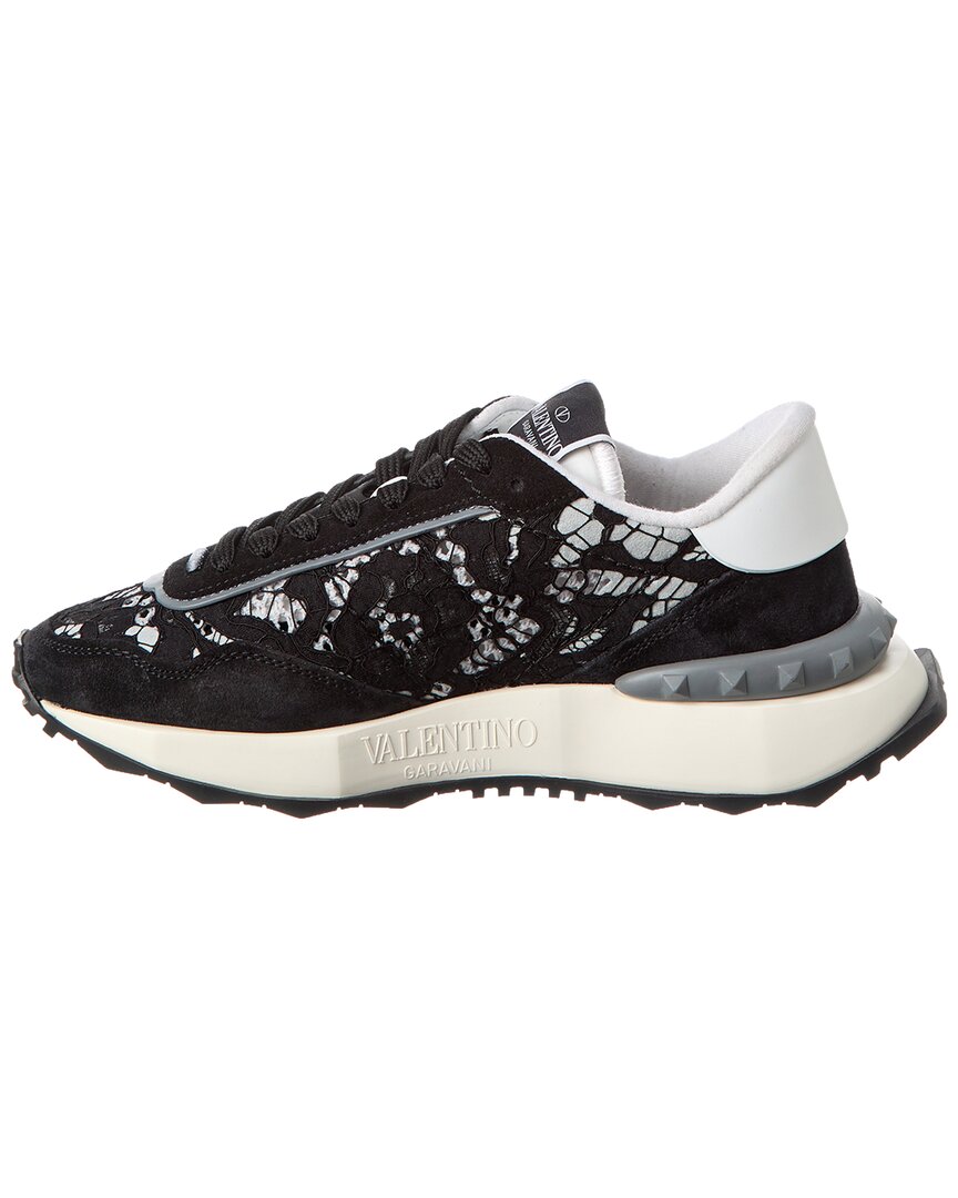 Valentino Vlogo Signature Lace & Suede Sneaker
