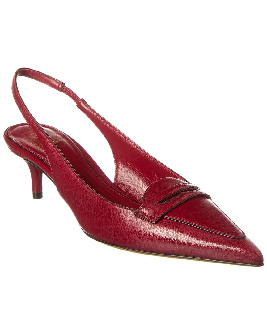 Valentino Capretto 50 Bicolor Leather Loafer Slingback Pump Red