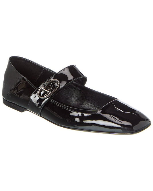 Valentino Vlogo Locker Patent Flat Black