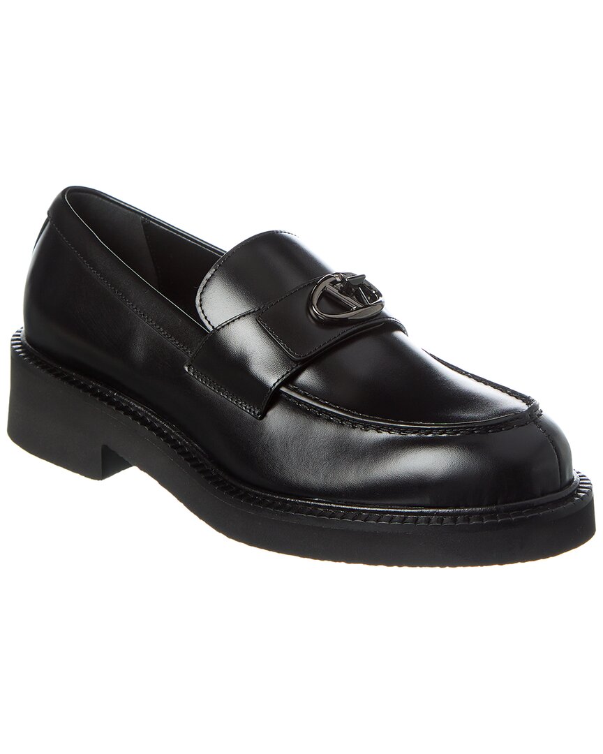 Valentino Logo Leather Loafer Black