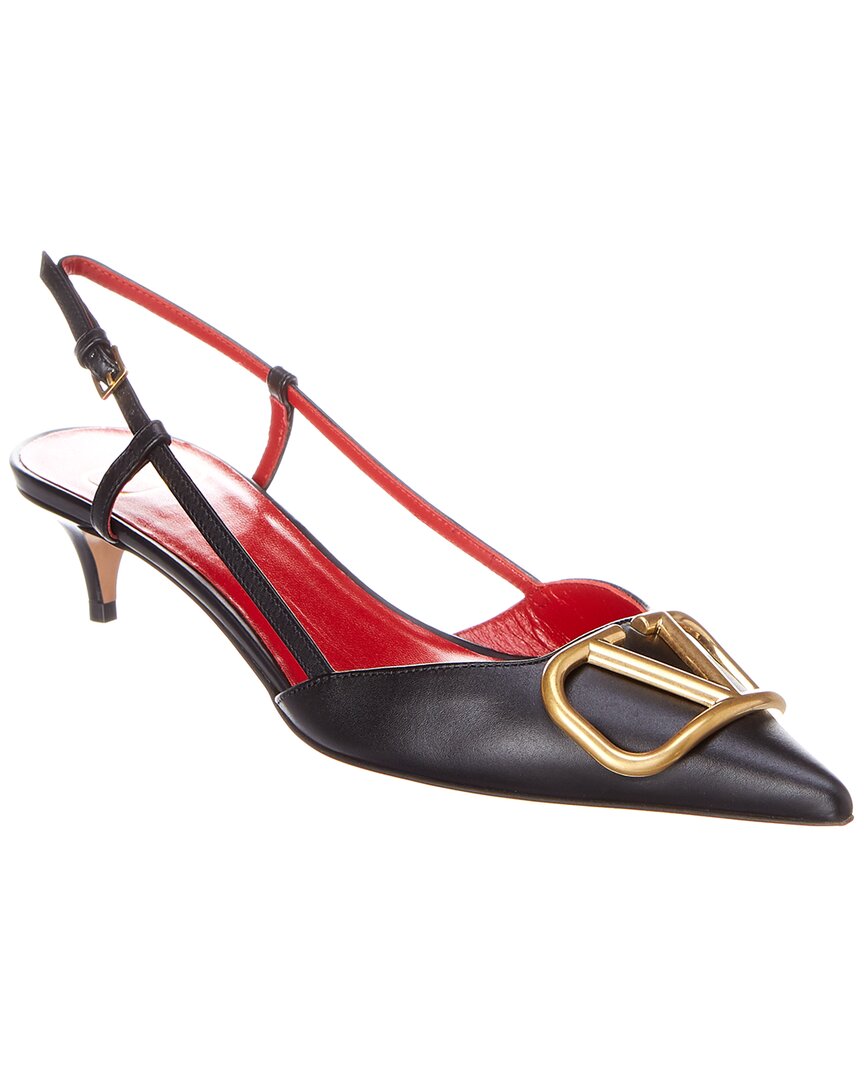 Valentino Vlogo 40 Leather Slingback Pump Black