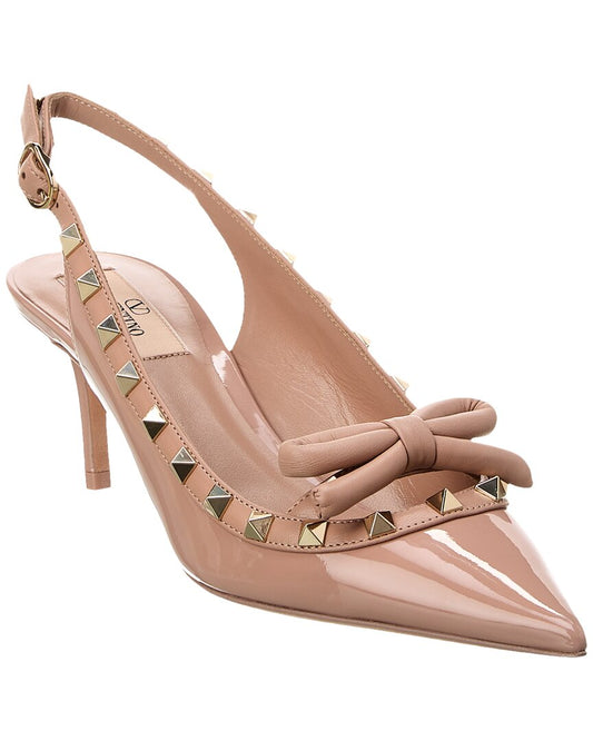 Valentino Rockstud 60 Patent Slingback Pump Pink