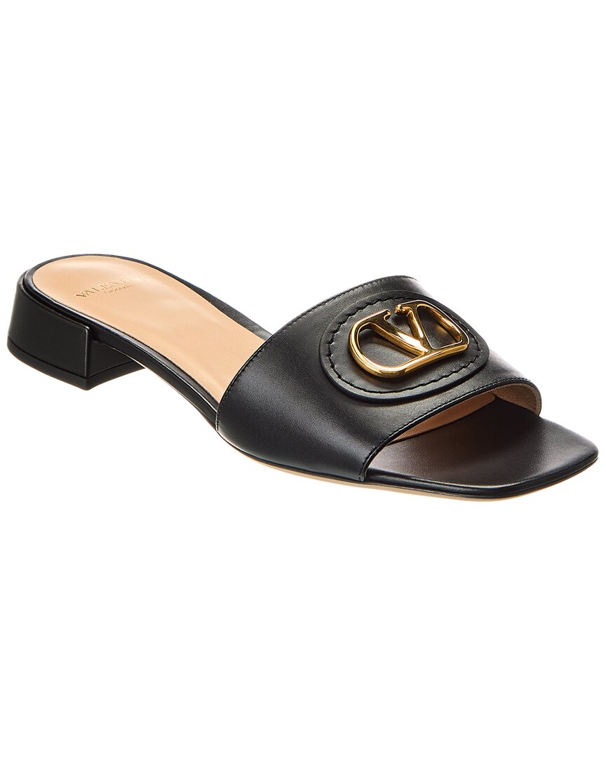 Valentino Vlogo Signature Leather Sandal Black