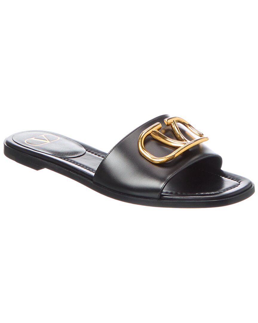 Valentino Vlogo Signature Leather Sandal Black