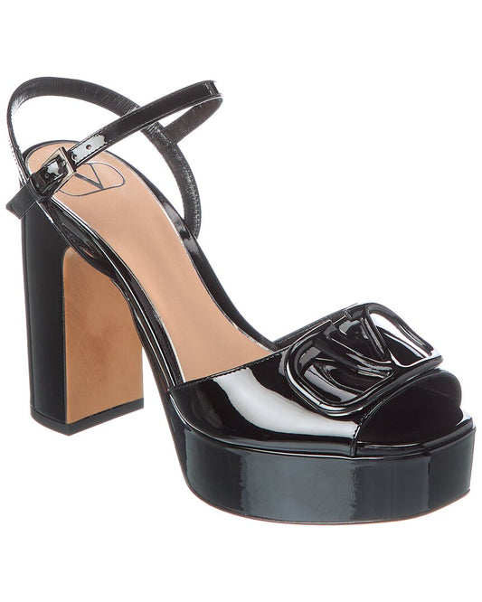 Valentino Vlogo 115 Patent Platform Sandal 40 Black
