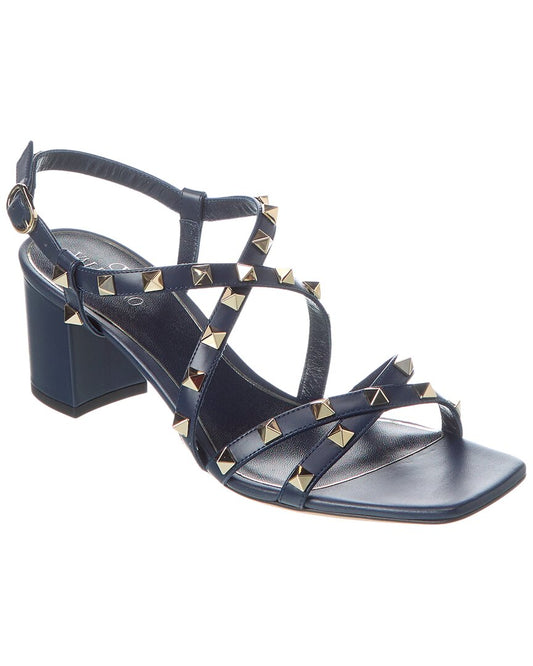 Valentino Rockstud 60 Leather Sandal Blue