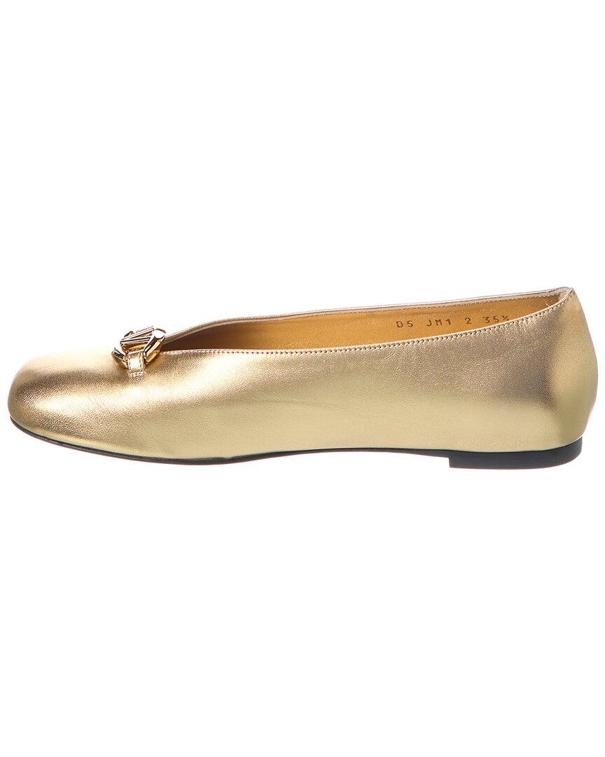 Valentino Vlogo Signature Leather Ballerina Flat