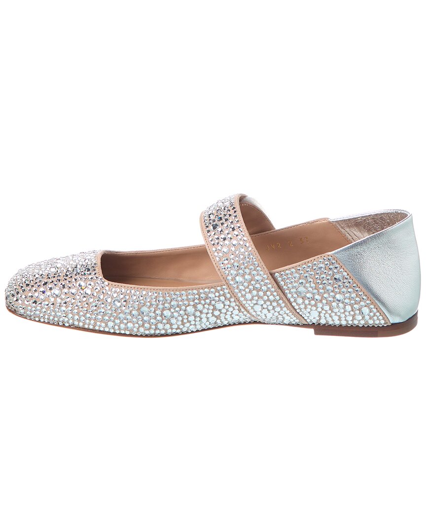 Valentino Vlogo Crystals Suede & Leather Flat