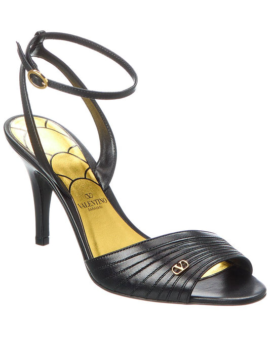 Valentino Ladycrush 85 Leather Sandal Black
