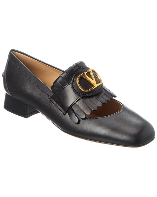 Valentino Vlogo 25 Leather Loafer Black