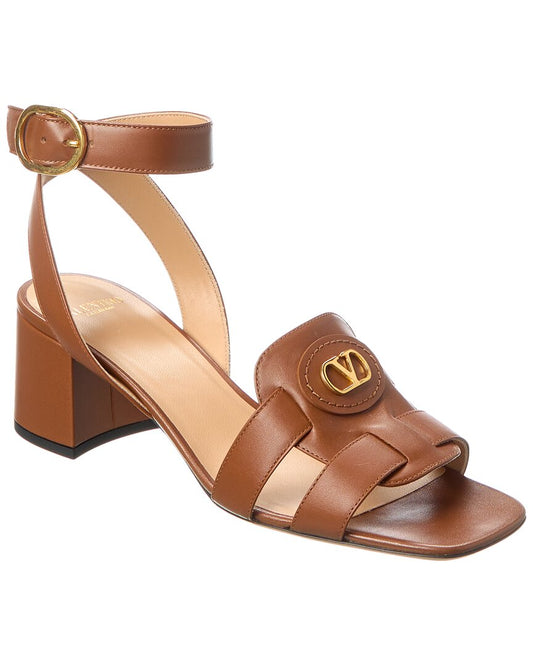 Valentino Vlogo 55 Leather Sandal Brown Multi
