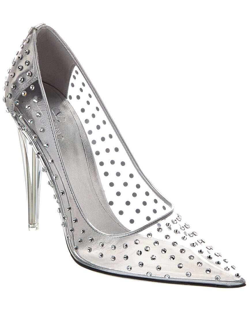 Valentino 110 Vinyl & Leather Pump Silver