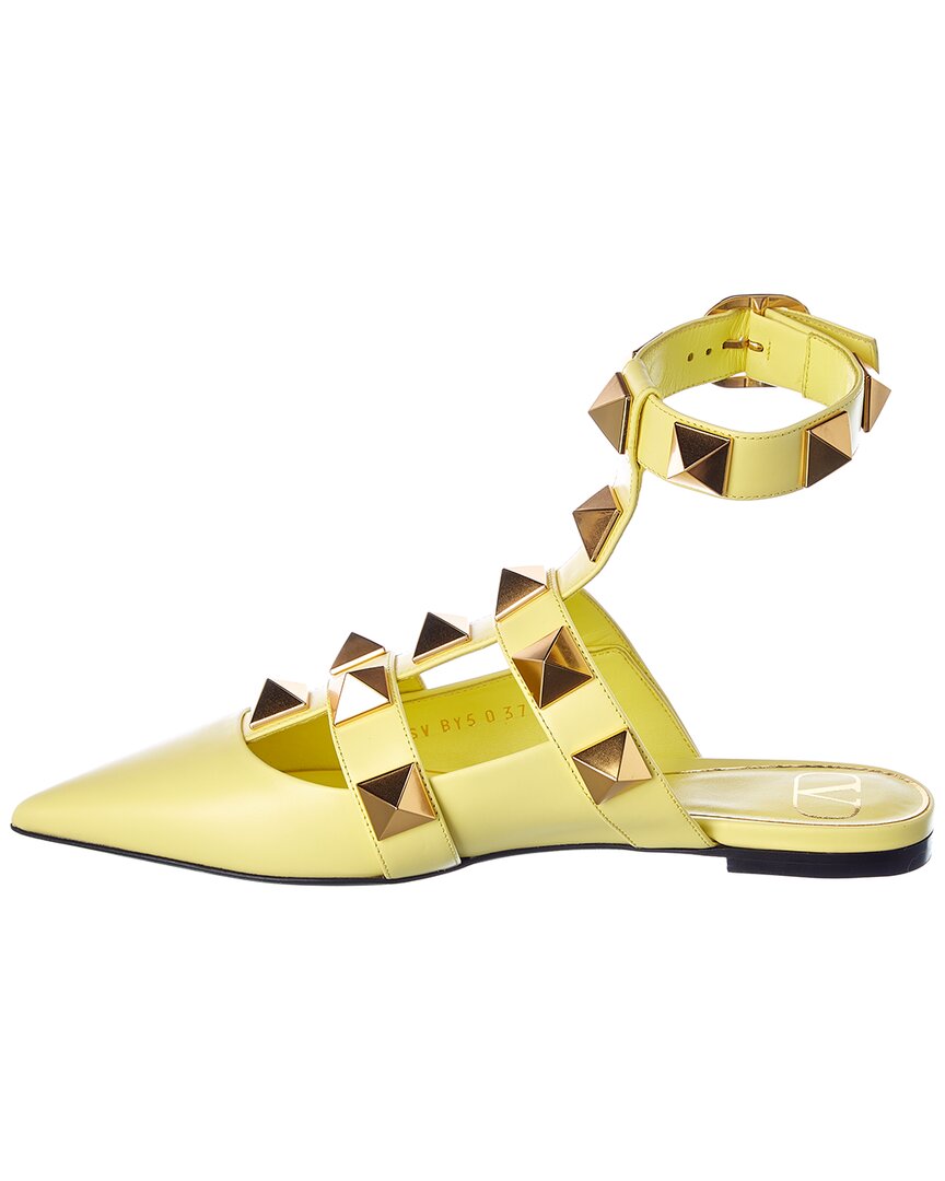 Valentino Roman Stud Leather Ankle Strap Flat
