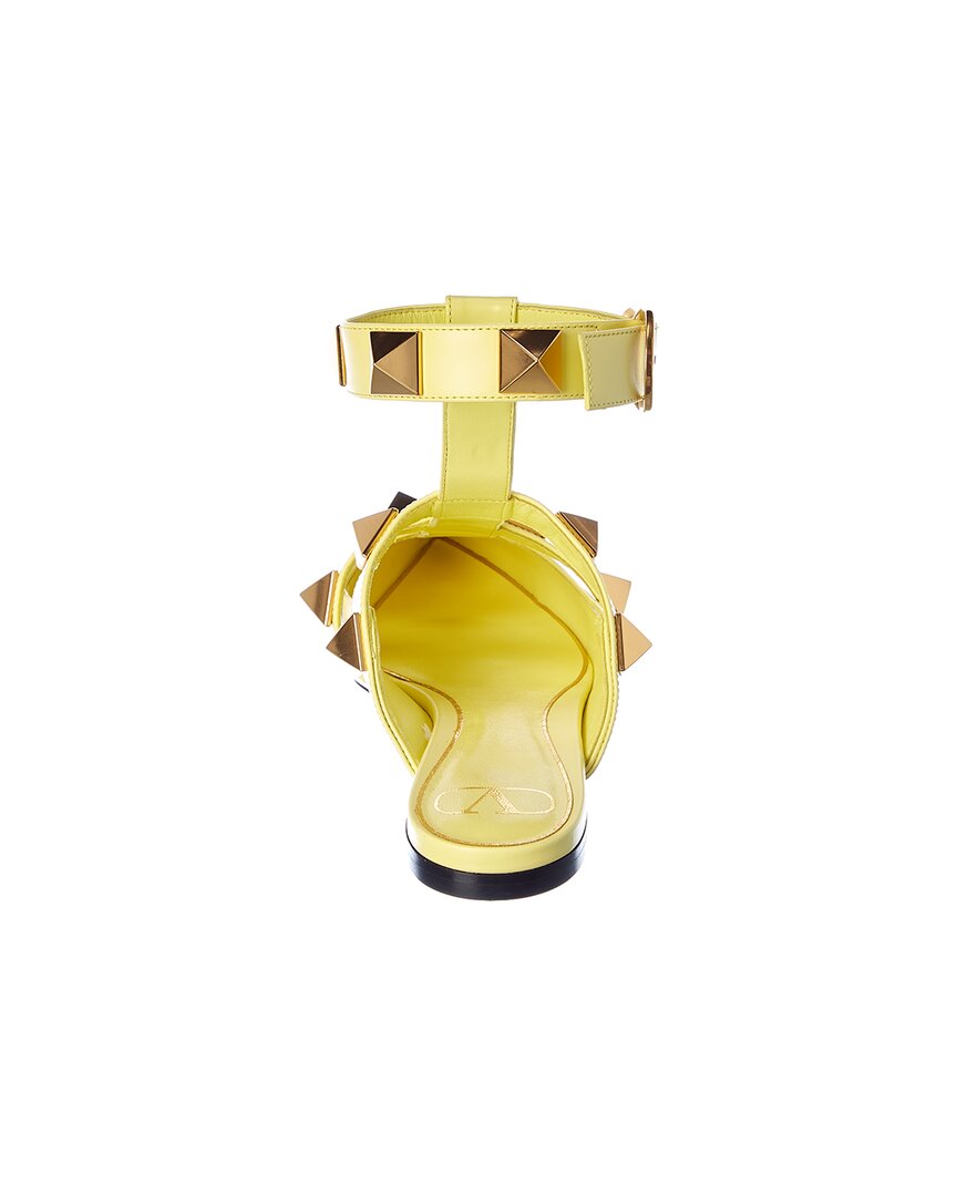 Valentino Roman Stud Leather Ankle Strap Flat