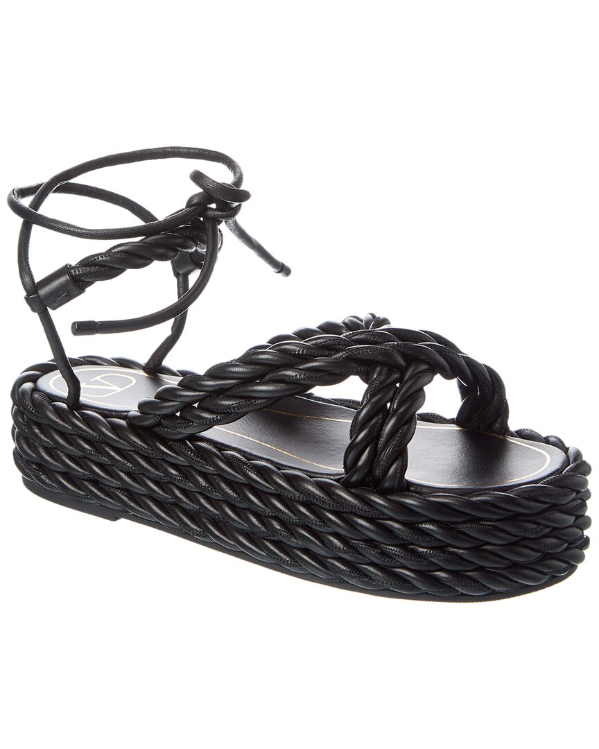 Valentino 50 Leather Platform Sandal Black