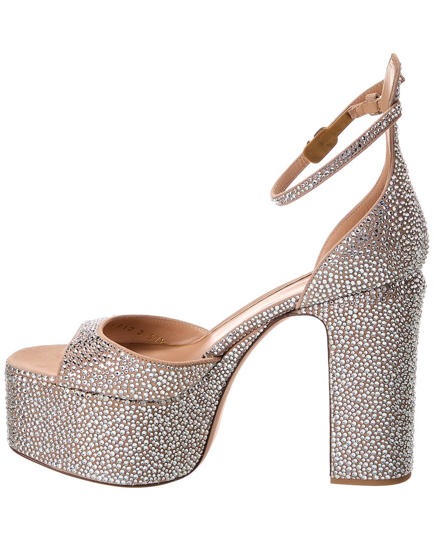 Valentino Tan-Go 155 Suede & Crystal Platform Sandals