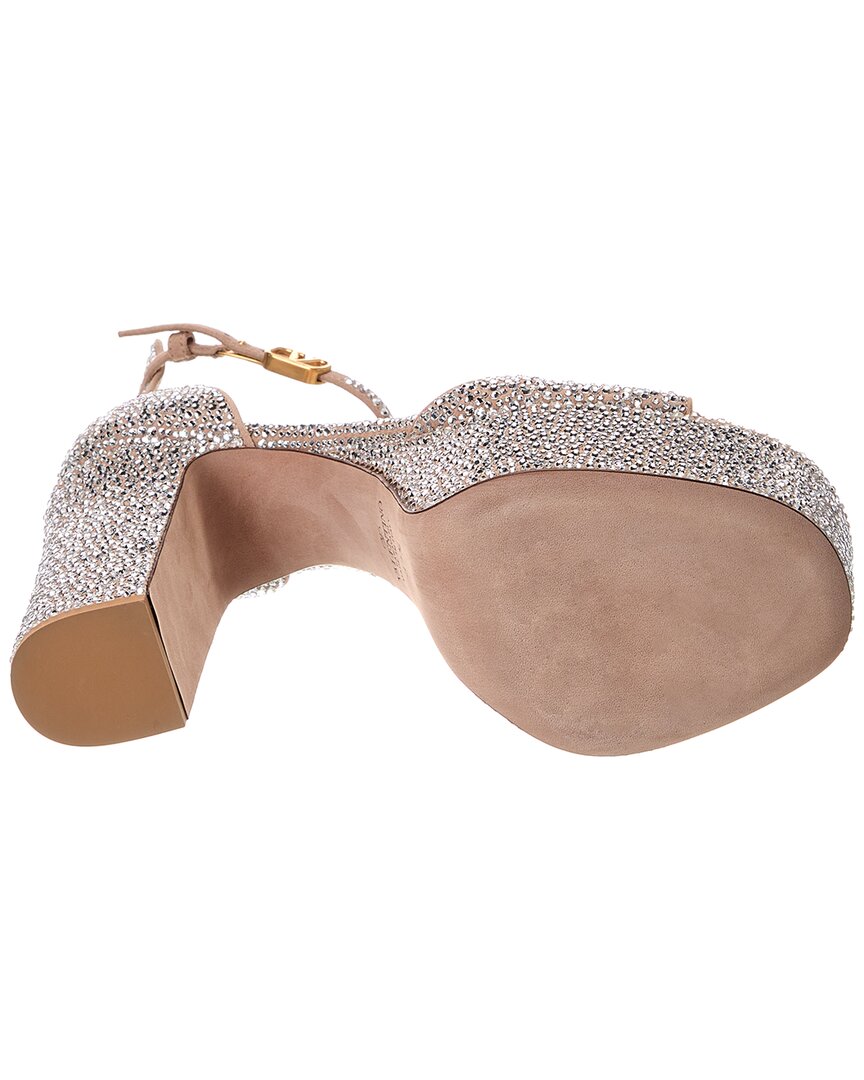 Valentino Tan-Go 155 Suede & Crystal Platform Sandals