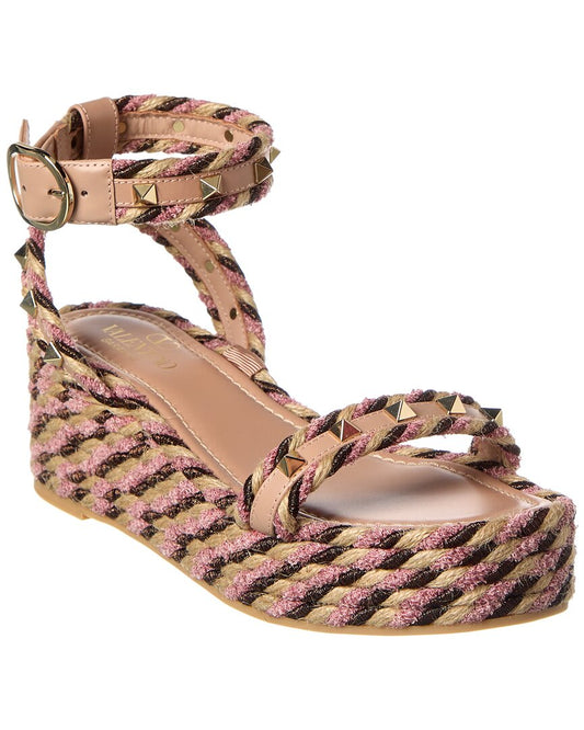 Valentino Rockstud 45 Leather Sandal Pink