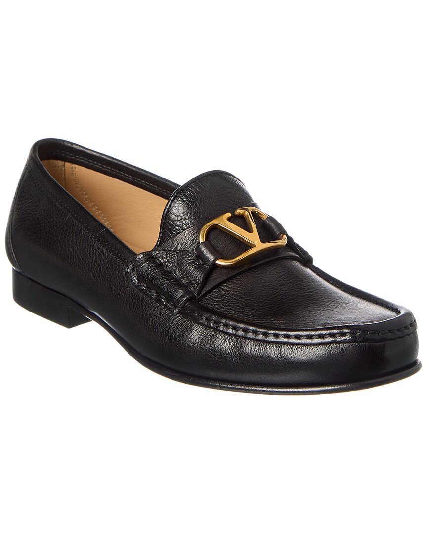 Valentino Vlogo Signature Leather Loafer Black