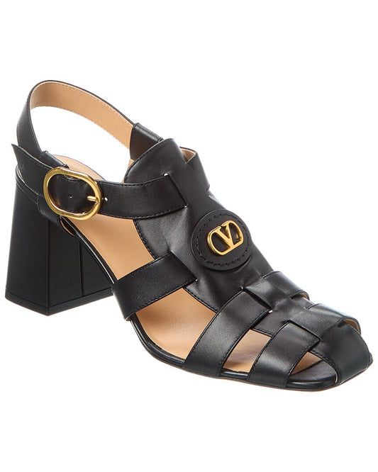 Valentino Vlogo 75 Leather Sandal Black