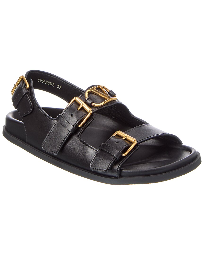 Valentino Vlogo Leather Sandal Black