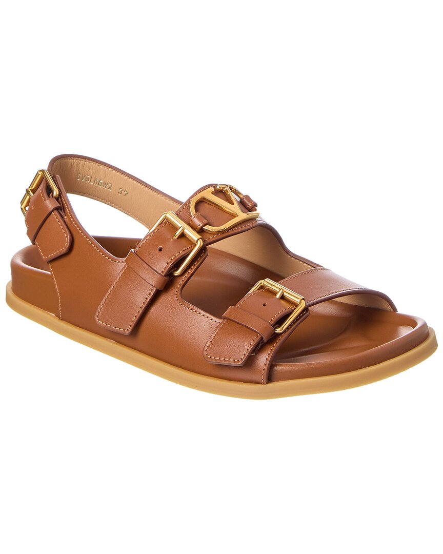 Valentino Vlogo Leather Sandal Brown Multi