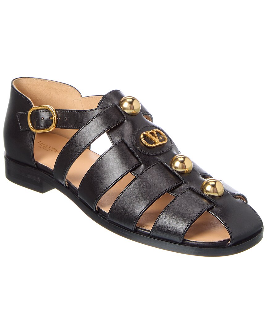 Valentino Vlogo Leather Sandal Black