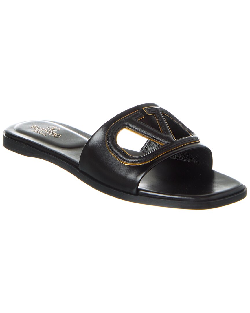 Valentino Vlogo Cutout Leather Sandal Black