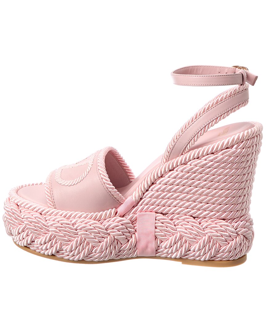 Valentino Vlogo Silk Torchon 130 Leather Wedge Sandal
