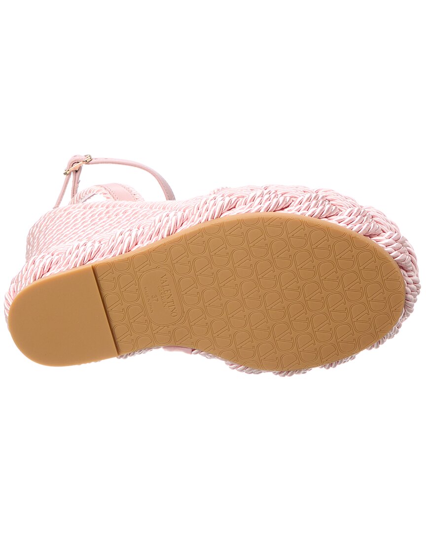 Valentino Vlogo Silk Torchon 130 Leather Wedge Sandal