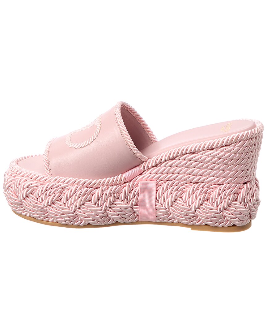 Valentino Vlogo Silk Torchon 100 Leather Wedge Sandal