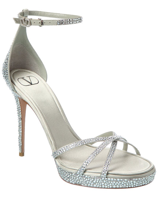 Valentino Vlogo 120 Satin Sandal Silver