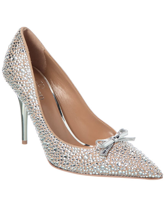 Valentino Rockstud 100 Suede Pump Beige