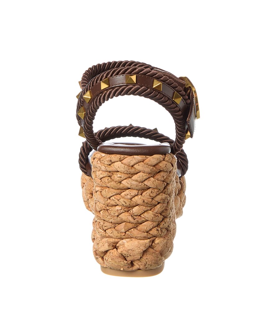 Valentino Rockstud 100 Leather Wedge Sandal